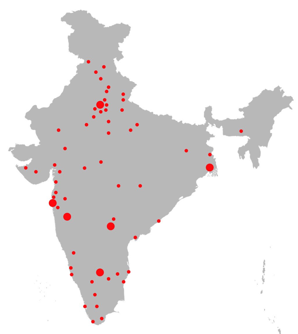 Map of HikeX Community members across India
