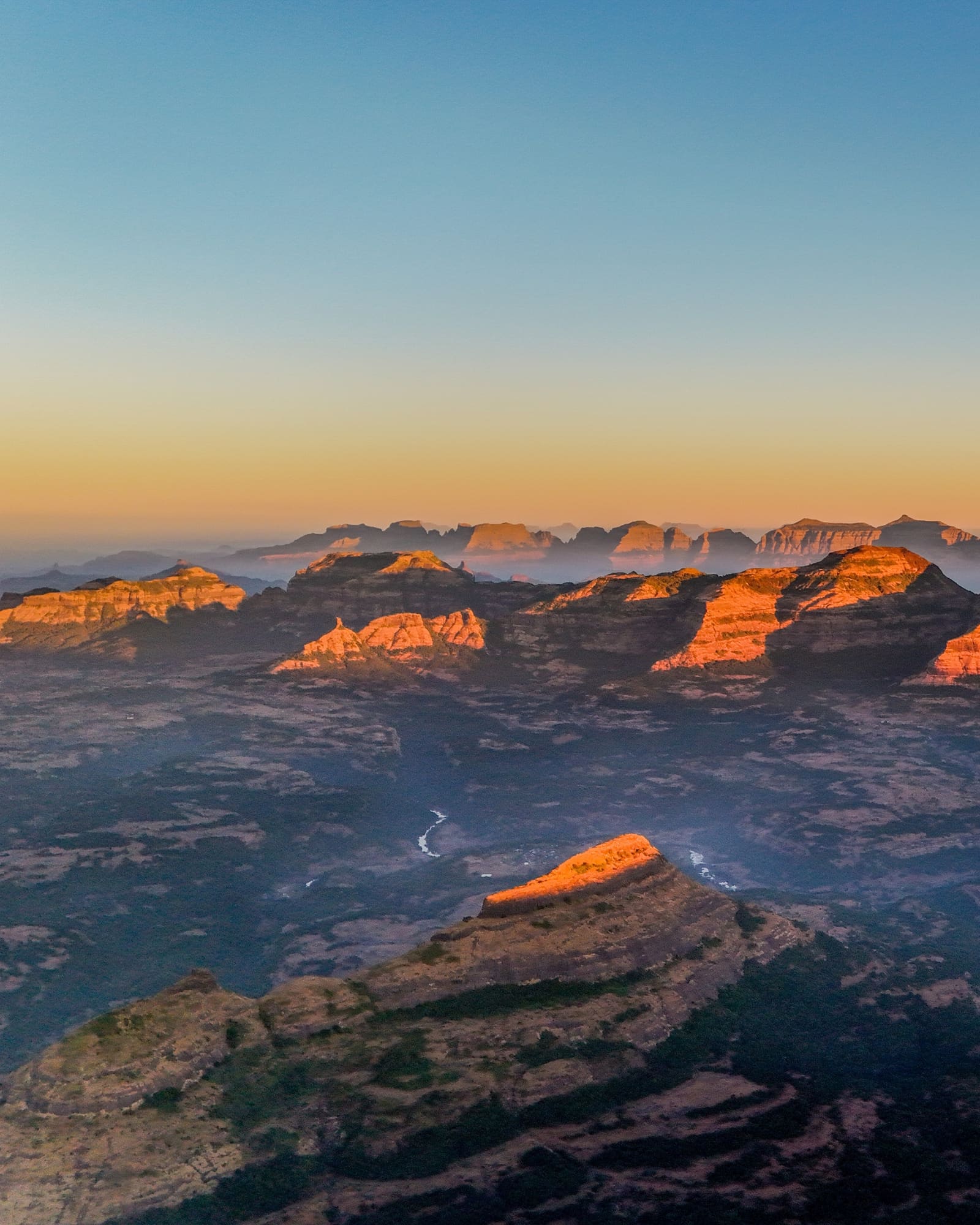 The Sahyadri ridgeline at sunrise, seen from the Epic Sahyadri Trail