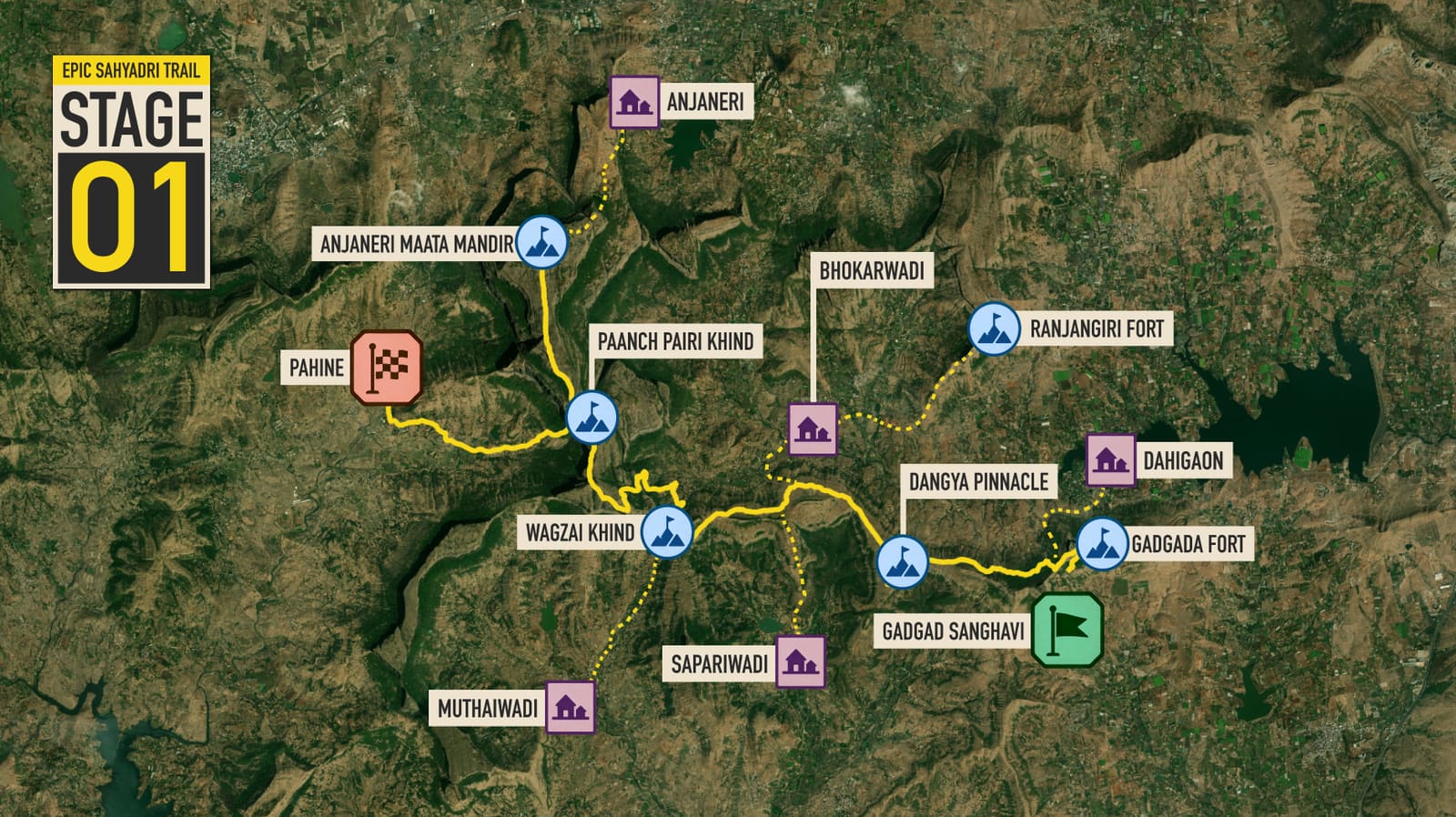 Schematic map of Stage 1: Gadgad Sanghvi to Pahine
